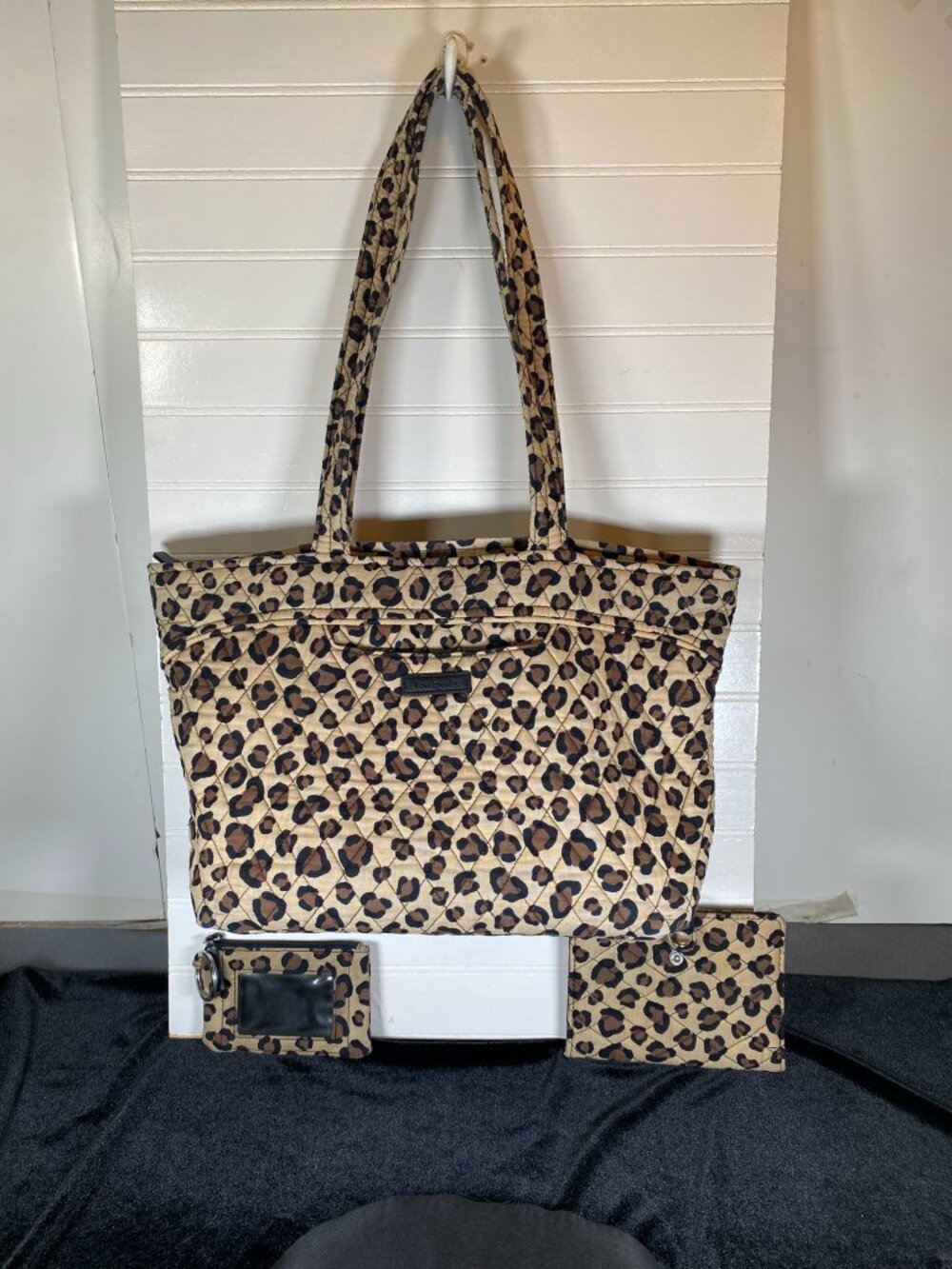 Vera Bradley Shoulder Purse, Leopard Pattern with Matching Wallet and Coin Purse